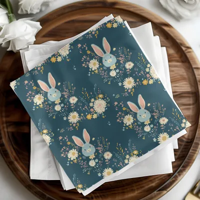 Bunny Floral Digital Paper, Seamless Pattern, Easter Design, Fabric Design, Cute Animal Print, Pastel Flowers, Digital Download