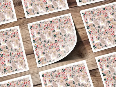 Bunny Floral Seamless Pattern, Spring Digital Paper, Easter Fabric Design, Rabbit Repeat, Digital Download, Surface Pattern