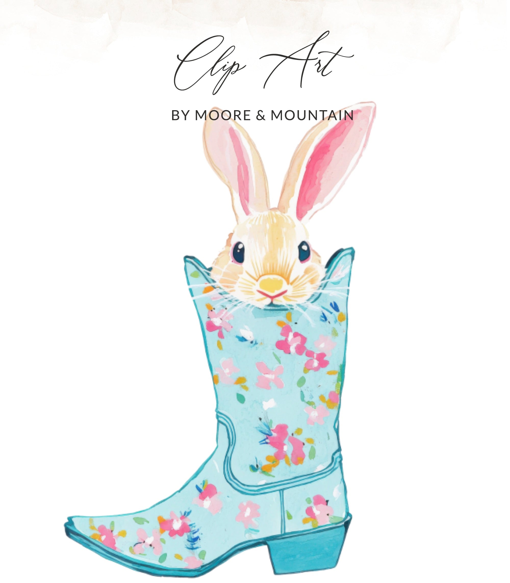 Bunny in Floral Cowboy Boot PNG SVG Sublimation File, Digital Design, Cute Western Rabbit Print, Spring Easter Farmhouse Art SVG
