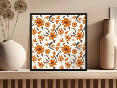Burnt Orange Floral Digital Paper, Seamless Flower Pattern, Rustic Autumn Design, Printable Fabric Design, Digital Download (134)