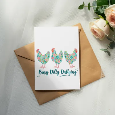 Busy Dilly Dallying T-Shirt Design, Whimsical Floral Chicken PNG SVG Digital Download for Farm Life Shirt