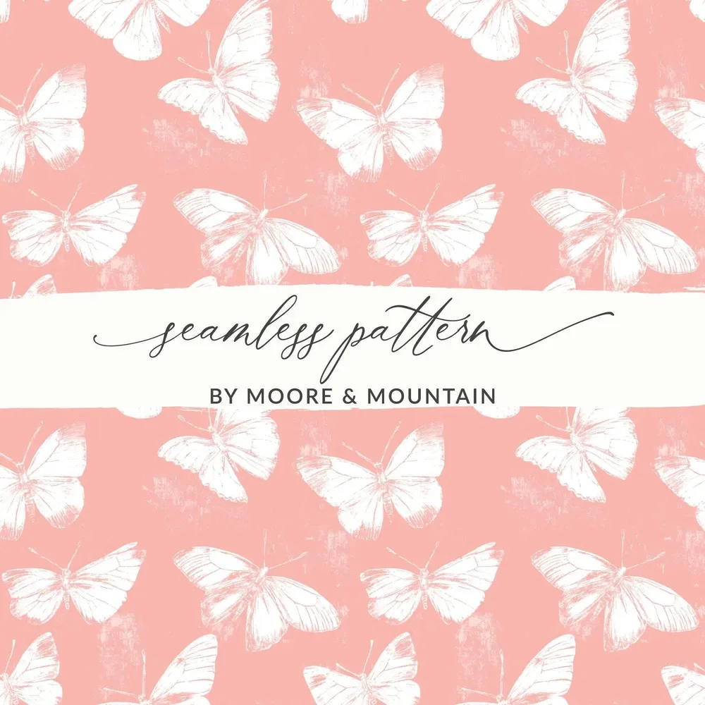 Butterfly Seamless Pattern Digital, Pink Background, Commercial Use, Printable Digital Paper, Butterfly Design, Pastel Colors