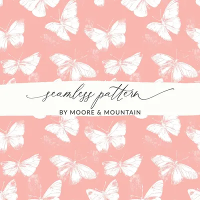 Butterfly Seamless Pattern Digital, Pink Background, Commercial Use, Printable Digital Paper, Butterfly Design, Pastel Colors