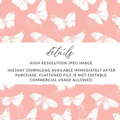 Butterfly Seamless Pattern Digital, Pink Background, Commercial Use, Printable Digital Paper, Butterfly Design, Pastel Colors