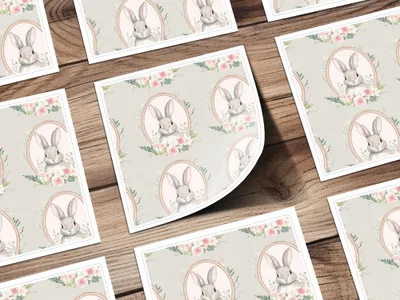 Cameo Rabbit Seamless Pattern, Seamless Vintage Rabbit Background Wallpaper Seamless JPEG Commercial Use Easter Rabbit
