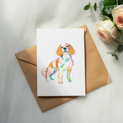 Cavalier King Charles Spaniel SVG Digital Preppy Clip Art - Watercolor Dog Art PNG Download for Pet Lovers