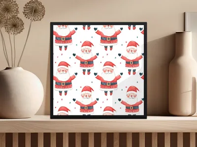 Cheerful Santa Pattern Festive Christmas Illustration Digital