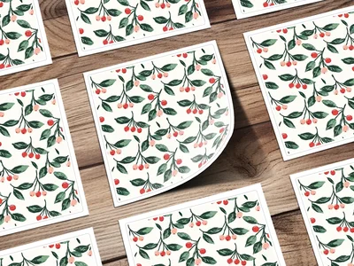 Cherry Digital Paper, Fruit Digital Pattern, Seamless Pattern Design, Scrapbook Paper, Berry Pattern, Christmas Digital, Botanical Print