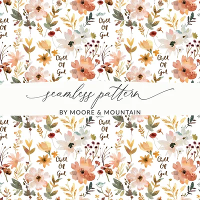 Child Of God Digital Seamless Pattern, Watercolor Floral Digital Paper, Christian Faith Repeat Print, Boho Scripture Art, Muted Botanical