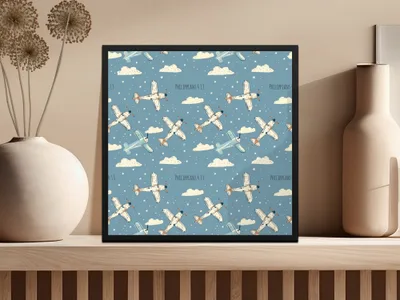 Christian Airplane Digital Paper, Philippians 4:13 Seamless Pattern, Nursery Boy Print, Bible Verse Aviation Sky, Digital Download File