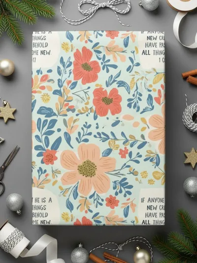 Christian Floral Digital Paper, Seamless Pattern, Scripture Art, Digital Download, Commercial Use, Print on Demand, JPEG, 12x12 Inch