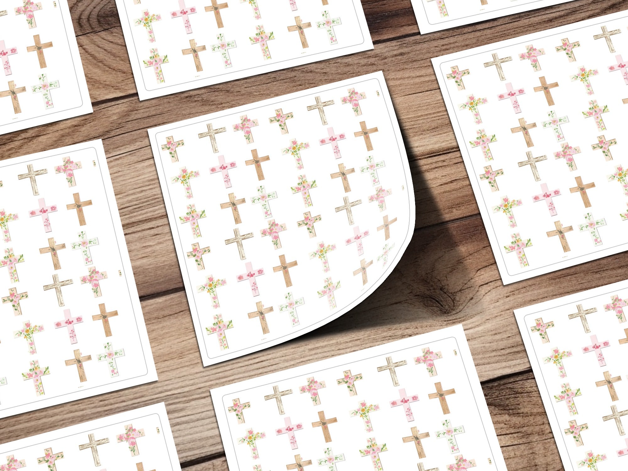 Christian Seamless, Floral Crosses Pattern, Digital Paper, Easter Seamless, Religious Design, Scrapbooking Paper, Fabric Design, Digital