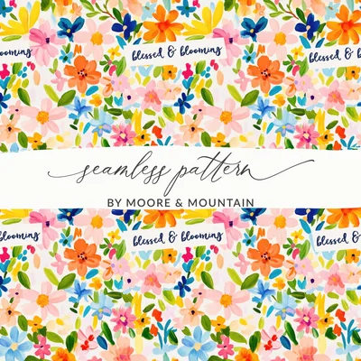 Christian Seamless Pattern for Girls, Blessed Background, Spring Christian Repeating Floral Pattern, Jesus