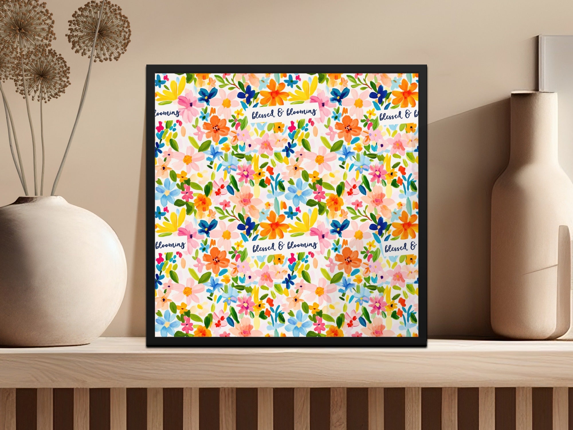 Christian Seamless Pattern for Girls, Blessed Background, Spring Christian Repeating Floral Pattern, Jesus