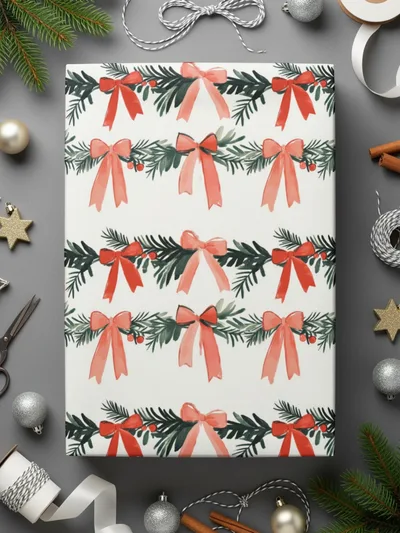 Christmas Bow Digital Paper, Holiday Seamless Pattern, Festive Xmas Print, Scrapbook Paper, Fabric Design, JPEG Files