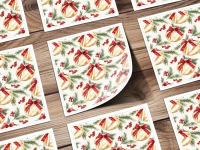 Christmas Bread Digital Paper, Holiday Baking Seamless Pattern, Winter Berries Background, Festive Repeat for Fabric and Crafts