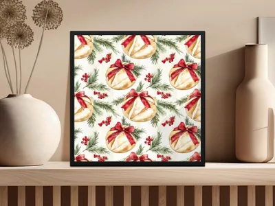 Christmas Bread Digital Paper, Holiday Baking Seamless Pattern, Winter Berries Background, Festive Repeat for Fabric and Crafts