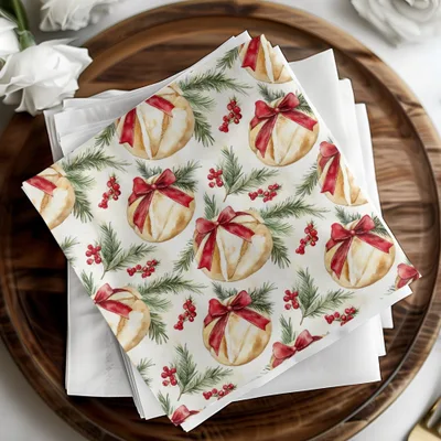 Christmas Bread Digital Paper, Holiday Baking Seamless Pattern, Winter Berries Background, Festive Repeat for Fabric and Crafts