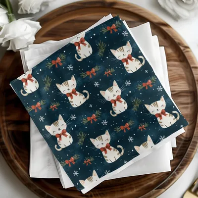Christmas Cat Seamless Pattern Digital Paper, Cute Holiday Kitty Print for Fabric, Festive Pet Design, Christmas Animal, Gift Wrap, Crafts