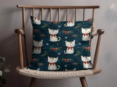 Christmas Cat Seamless Pattern Digital Paper, Cute Holiday Kitty Print for Fabric, Festive Pet Design, Christmas Animal, Gift Wrap, Crafts