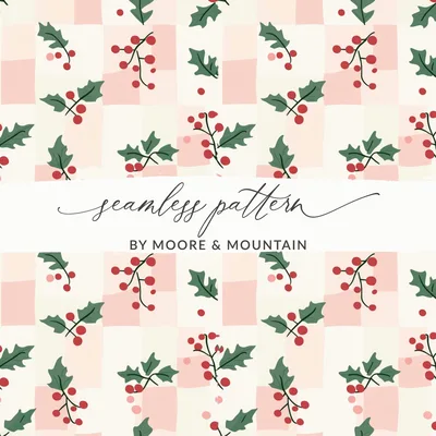 Christmas Checkered Background Pink and Green Seamless Simple Christmas Pattern Digital