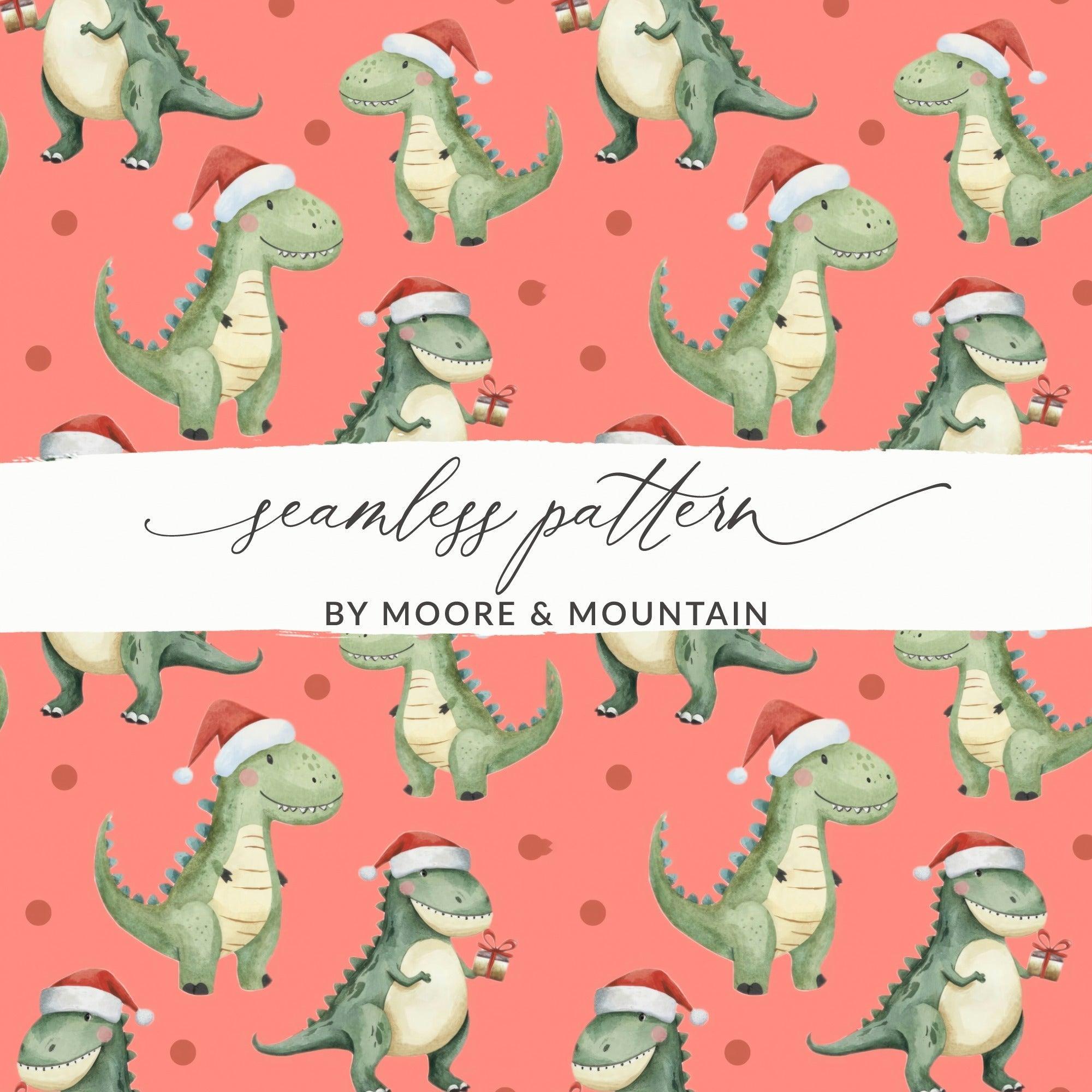 Christmas Dinosaur Seamless Pattern Digital, Holiday Dino Pattern, Festive Repeat Pattern, Cute Dinosaur Art, Christmas Fabric Design