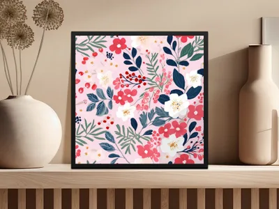 Christmas Ditsy Floral Seamless Blush Seamless Pattern Digital