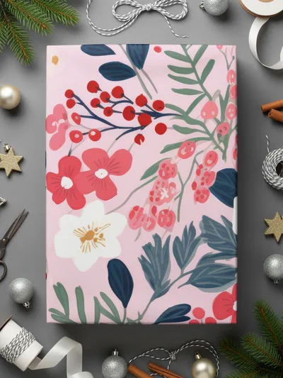 Christmas Ditsy Floral Seamless Blush Seamless Pattern Digital