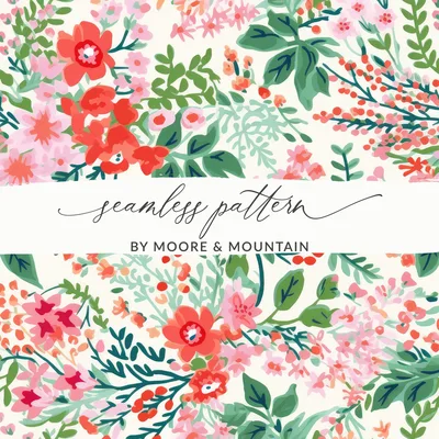 Christmas Ditsy Floral Seamless Maximalist Christmas Pattern
