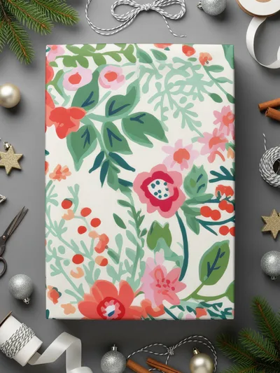 Christmas Ditsy Floral Seamless Maximalist Christmas Pattern
