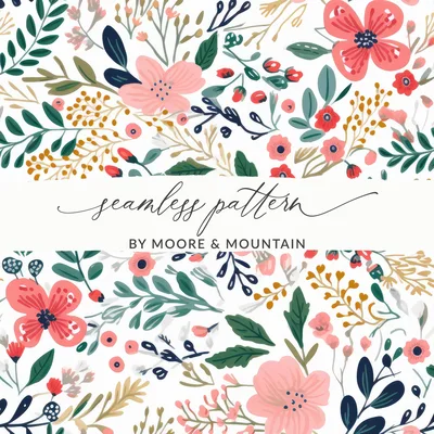 Christmas Ditsy Floral Seamless Maximalist Christmas Pattern