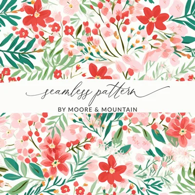 Christmas Ditsy Floral Seamless Pastel Colored Pattern Digital