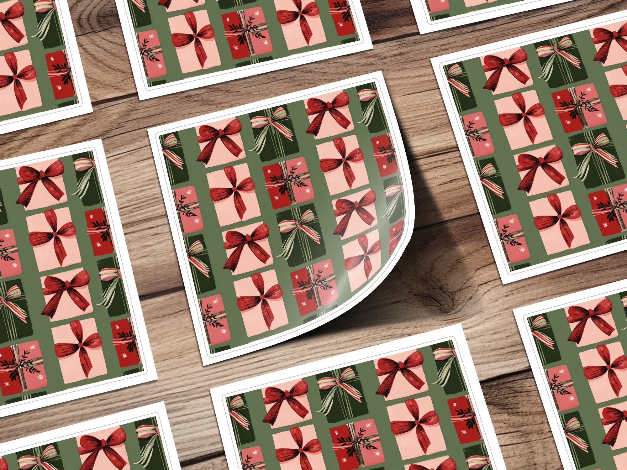 Christmas Gift Digital Paper, Red, Green, Pink Presents Pattern, Holiday Digital Download, Seamless Wrapping Paper, Winter Scrapbook Paper