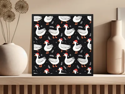 Christmas Goose Digital Paper, Holiday Goose Pattern, Winter Animal Seamless Pattern, Festive Goose JPEG Files, Digital Product