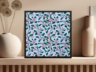 Christmas Holly Digital Paper, Seamless Holiday Pattern, Festive Winter Background, Scrapbook Paper, Digital Download, Fabric Design
