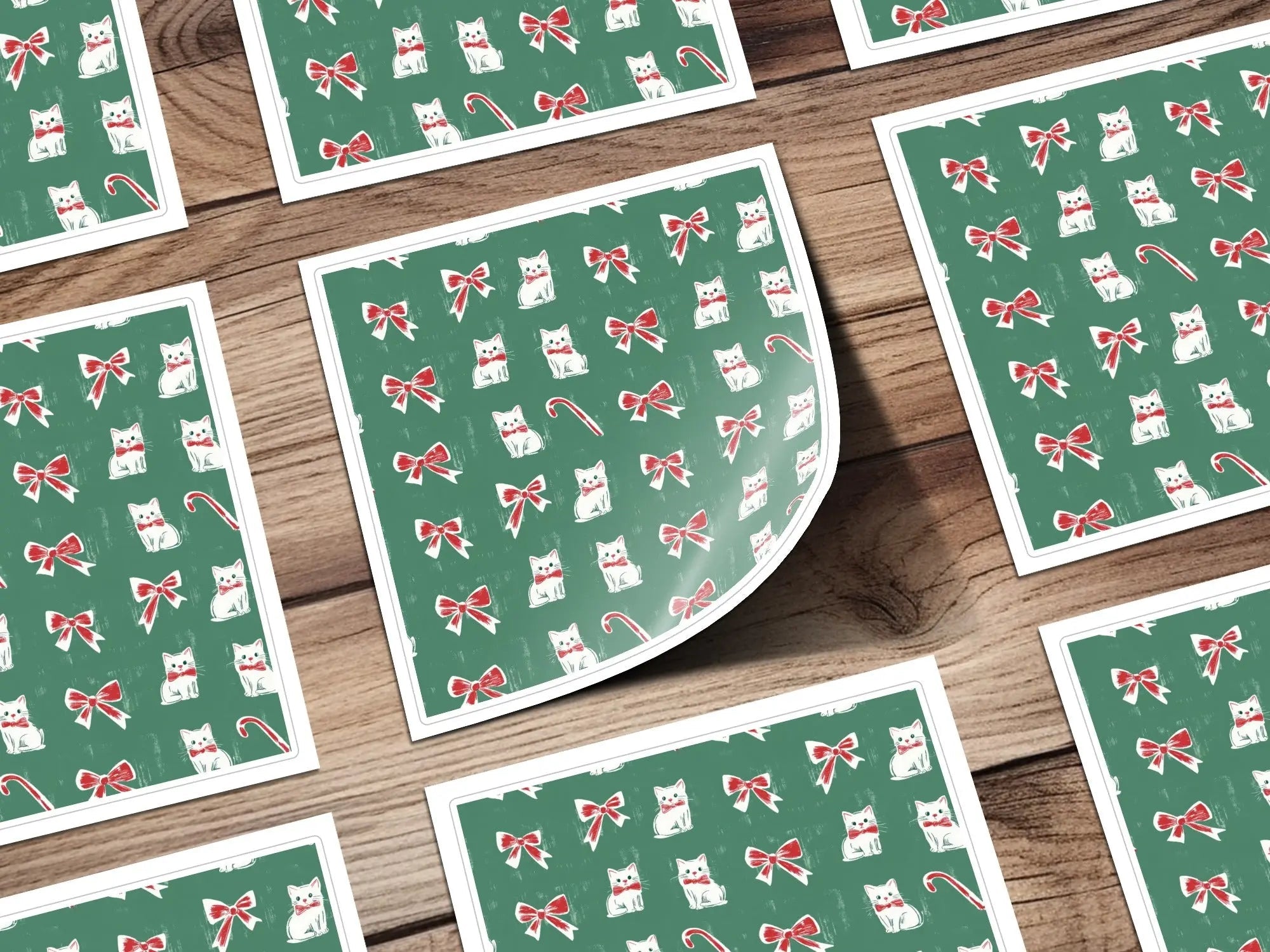 Bows Digital Paper, Seamless Pattern, Coquette Christmas Holiday Bows Fabric Design, Pink, Green Bows, Digital Download, forChristmas Kitties Digital Paper, Seamless Green Background, Candy Cane, Festive Pattern, Xmas Cats