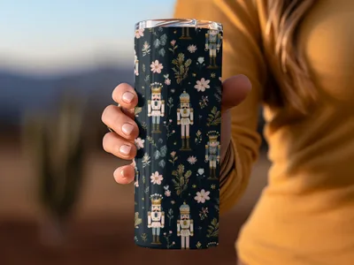 Christmas Nutcracker Soldiers with Flowers and Leaves Digital