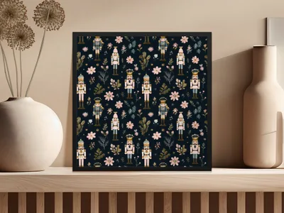 Christmas Nutcracker Soldiers with Flowers and Leaves Digital