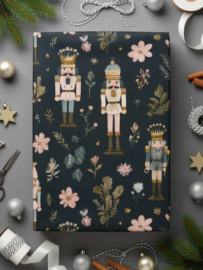 Christmas Nutcracker Soldiers with Flowers and Leaves Digital