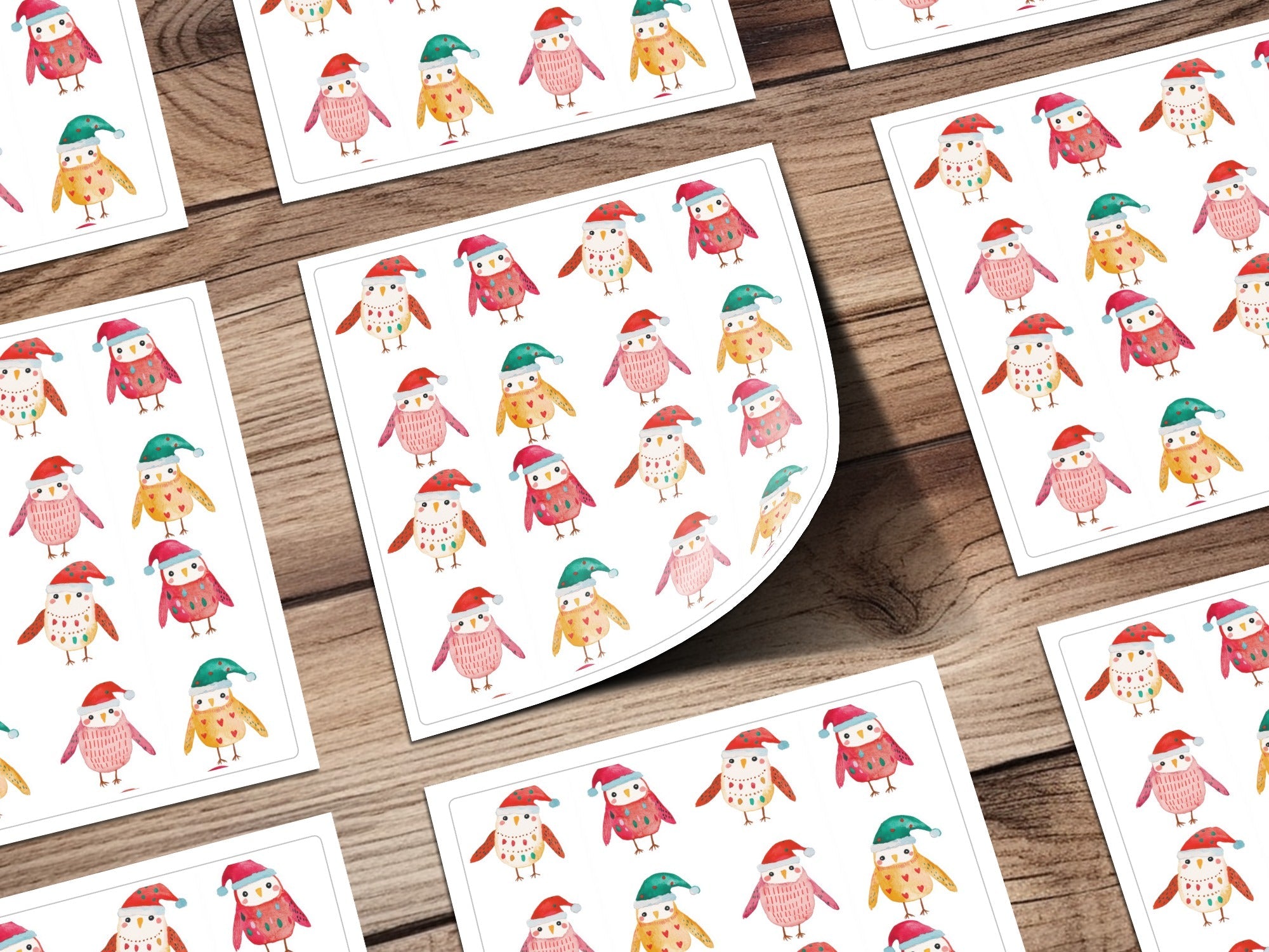 Christmas Owls With Santa Hats Cute Seamless Pattern Digital