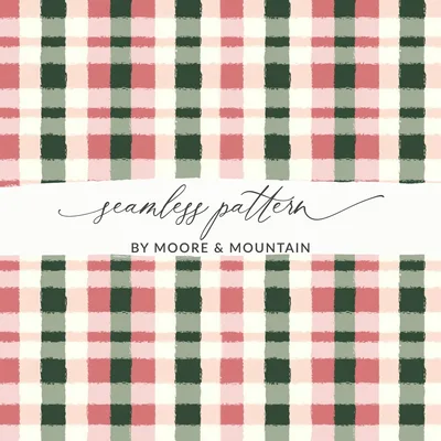 Christmas Pink and Green Gingham Seamless for Commercial Use Digital