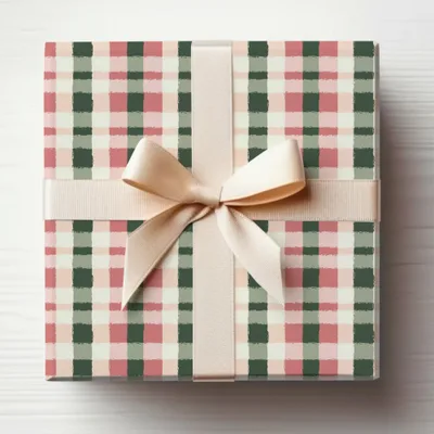 Christmas Pink and Green Gingham Seamless for Commercial Use Digital