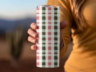 Christmas Pink and Green Gingham Seamless for Commercial Use Digital