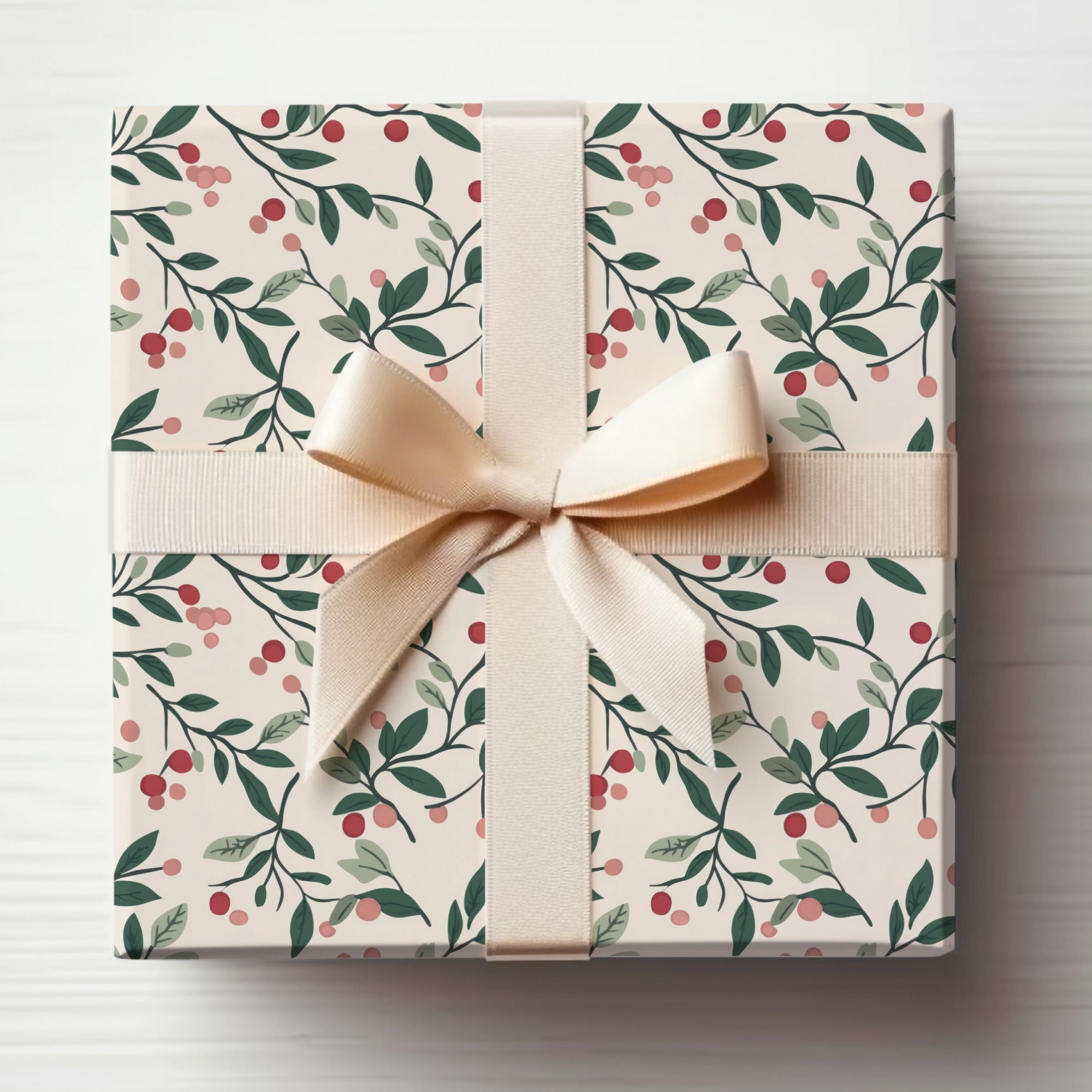 Christmas Pink and Green Mistletoe Seamless Commercial Use Background