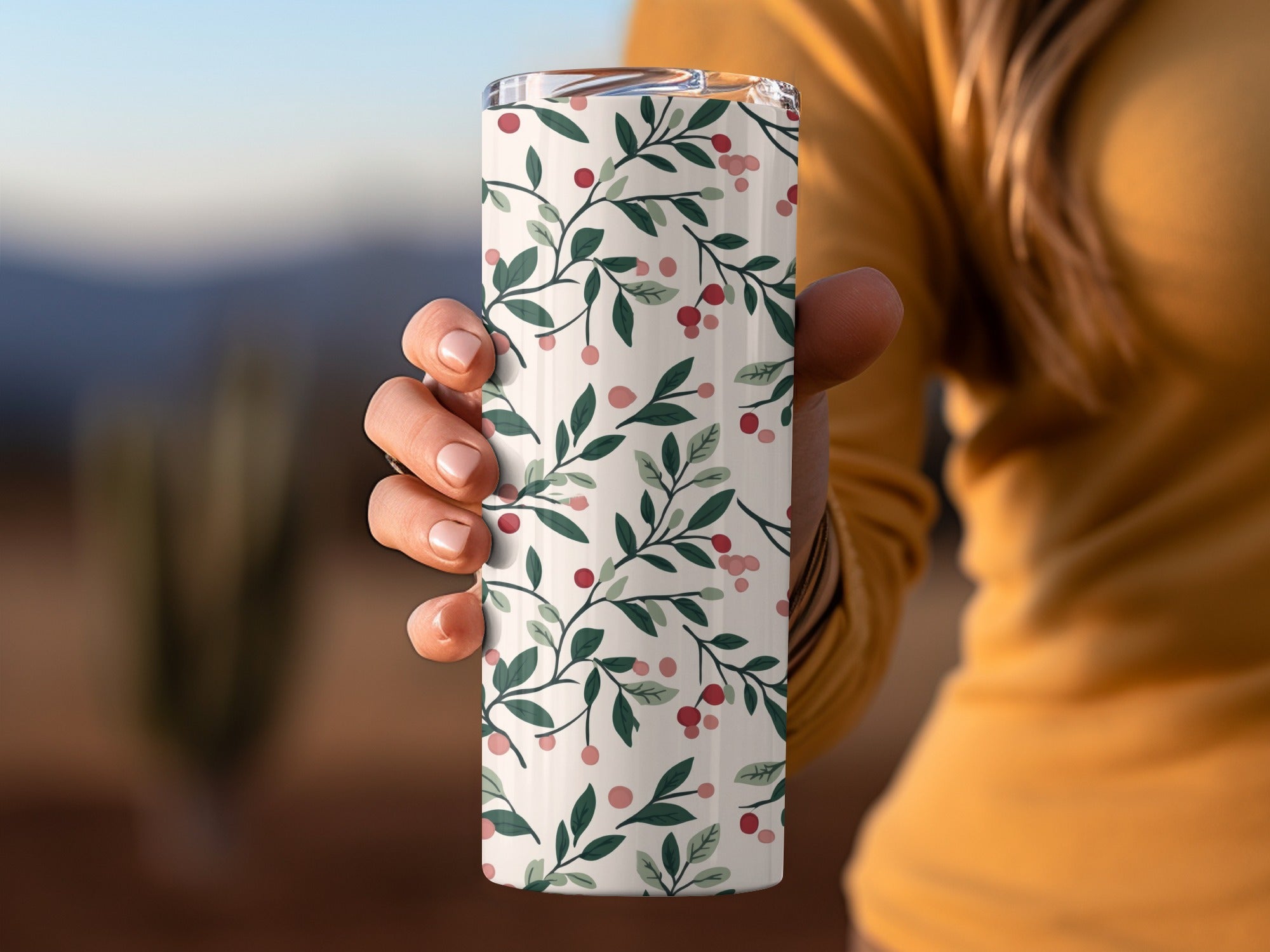 Christmas Pink and Green Mistletoe Seamless Commercial Use Background