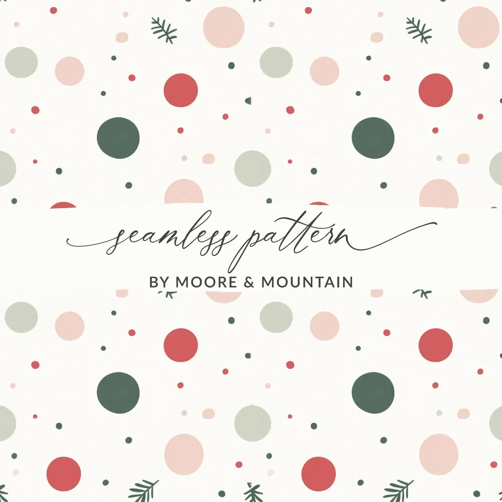 Christmas Pink and Green Polka Dots Seamless Pattern Simple Design