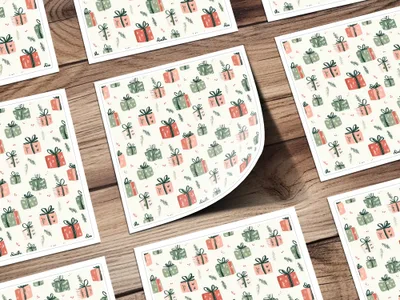 Christmas Pink and Green Seamless Simple Christmas Presents Pattern