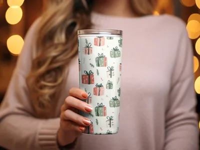 Christmas Pink and Green Seamless Simple Christmas Presents Pattern