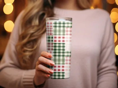 Christmas Pink and Green Seamless Xmas Background POD Commercial Use