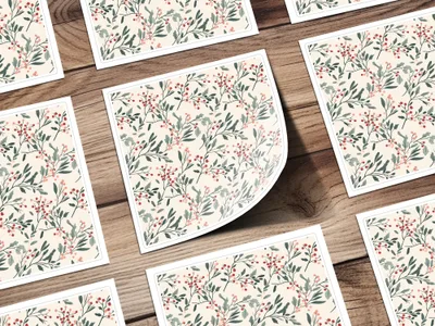 Christmas Pink and Green Winter Branches Seamless Pattern for Commercial Use